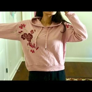 Pink embroidered hoodie